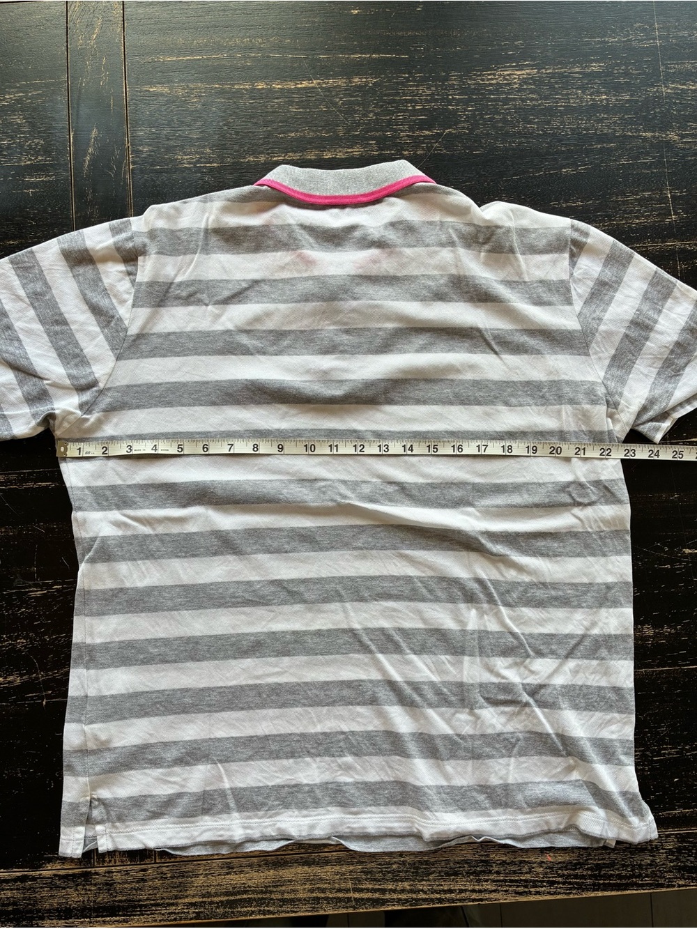 Paul & Shark Gray and White Striped Men’s Polo with Pink Trim size L - Picture 4 of 6